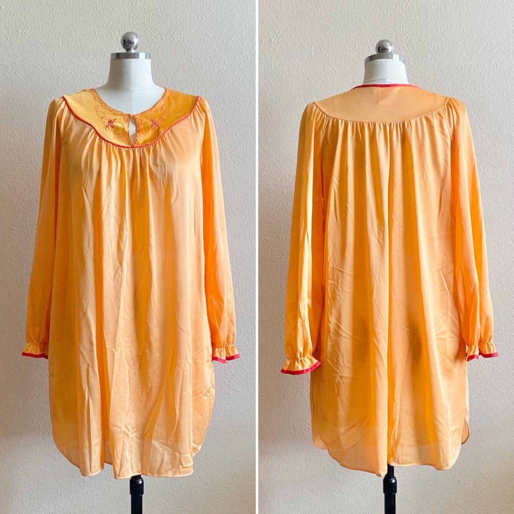 Vintage 70s Tangerine Dream Nightgown with Red Accents